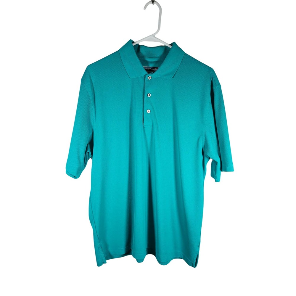 Roundtree and Yorke Men's Performance Short Sleeve Polo Shirt Green Large
